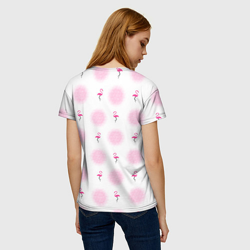 Женская футболка Фламинго и круги на белом фоне / 3D-принт – фото 4