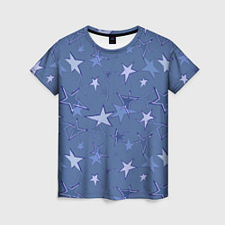 Футболка женская Gray-Blue Star Pattern, цвет: 3D-принт