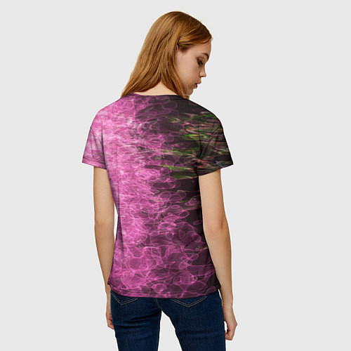Женская футболка Неоновые волны на воде - Розовый / 3D-принт – фото 4