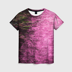 Женская футболка Неоновые волны на воде - Розовый