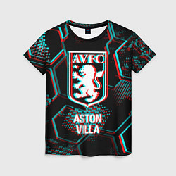 Женская футболка Aston Villa FC в стиле Glitch на темном фоне