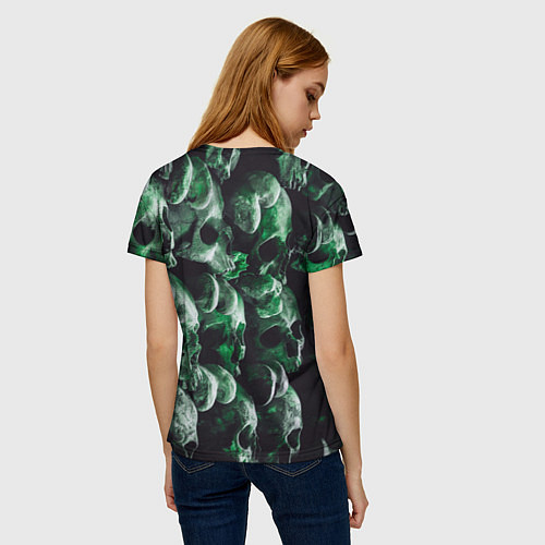 Женская футболка Множество черепов во тьме - Зелёный / 3D-принт – фото 4