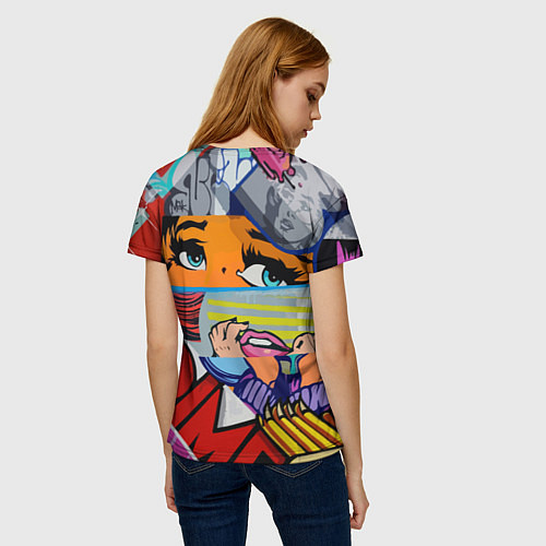 Женская футболка Авангардная композиция Pop art Eyes / 3D-принт – фото 4