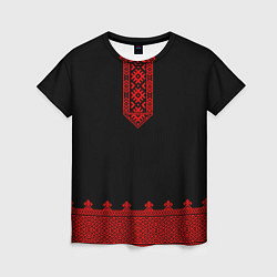 Женская футболка Черная славянская рубаха