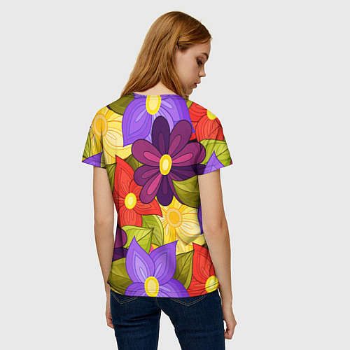 Женская футболка MULTICOLORED PANSIES / 3D-принт – фото 4