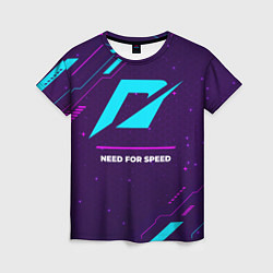 Женская футболка Символ Need for Speed в неоновых цветах на темном