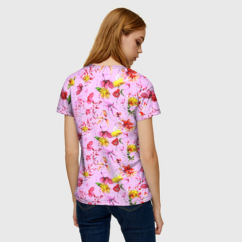 Женская футболка Слово МАМА в цветочках / 3D-принт – фото 4