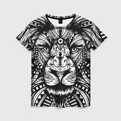 Женская футболка Черно белый Африканский Лев Black and White Lion