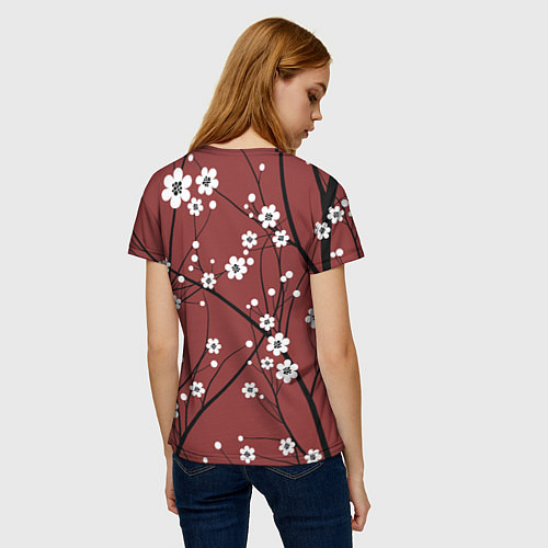 Женская футболка Цветы На Вишнёвом Дереве / 3D-принт – фото 4