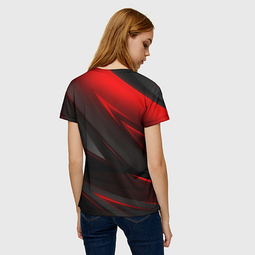 Женская футболка Red and Black Geometry / 3D-принт – фото 4
