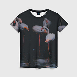 Женская футболка Фламинго - вода