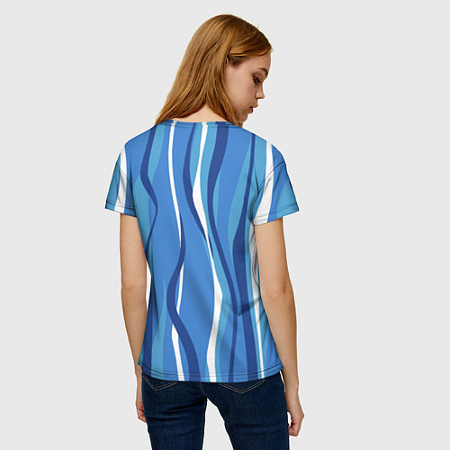 Женская футболка Синие и белые волны / 3D-принт – фото 4