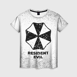 Женская футболка Resident Evil с потертостями на светлом фоне