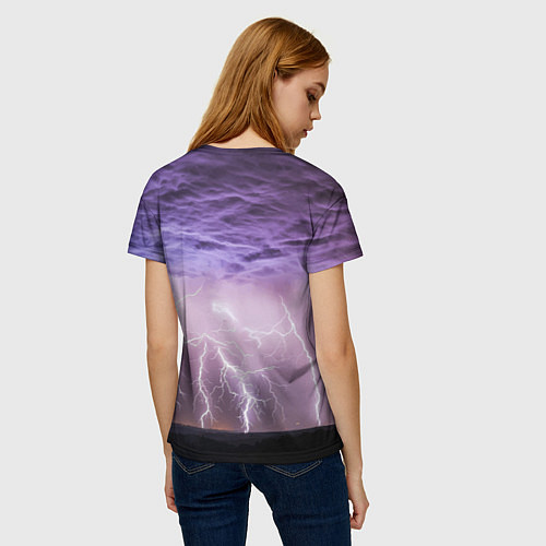 Женская футболка Гроза в ночном небе / 3D-принт – фото 4