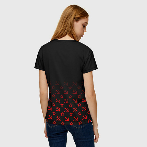 Женская футболка Серп и молот - ссср - паттерн / 3D-принт – фото 4