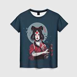 Женская футболка Гейша самурай