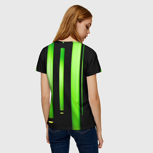 Женская футболка Абстрактные неоновые колбы с кислотой - Зелёный / 3D-принт – фото 4