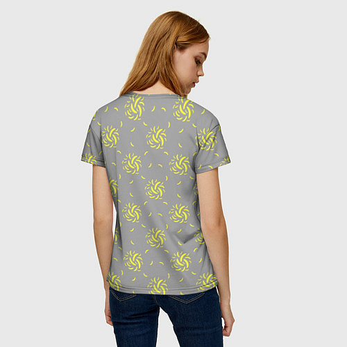 Женская футболка Банановый фейерверк на сером фоне / 3D-принт – фото 4