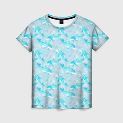 Женская футболка Дельфины в океане