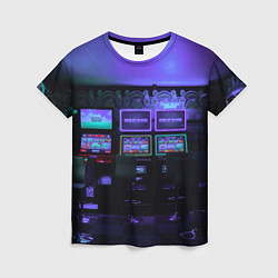 Женская футболка Неоновые игровые автоматы - Фиолетoвый