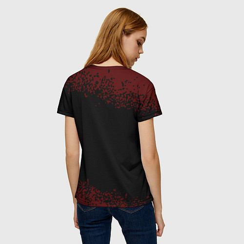 Женская футболка Символ Quake и краска вокруг на темном фоне / 3D-принт – фото 4