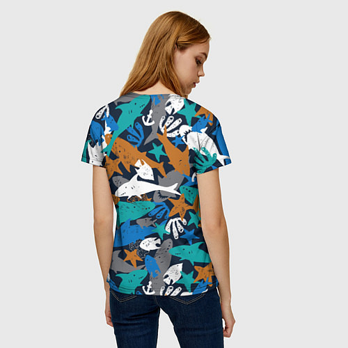 Женская футболка Акула и другие обитатели океана / 3D-принт – фото 4