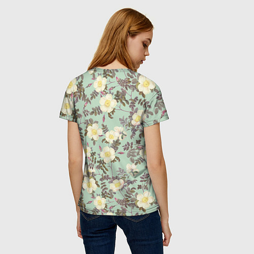 Женская футболка Цветы Дикий Шиповник / 3D-принт – фото 4