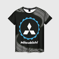Женская футболка Mitsubishi в стиле Top Gear со следами шин на фоне