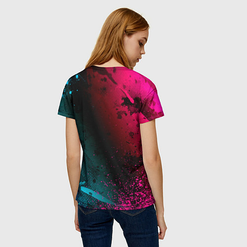 Женская футболка PSG - neon gradient / 3D-принт – фото 4