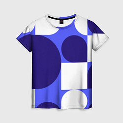 Футболка женская Абстрактный набор геометрических фигур - Синий фон, цвет: 3D-принт