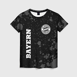 Футболка женская Bayern sport на темном фоне: символ и надпись верт, цвет: 3D-принт