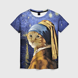 Женская футболка Прикол с котом: пародия картина