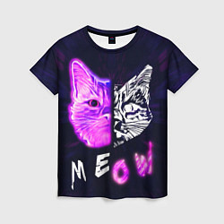 Женская футболка Stray - светящийся киберпанк кот