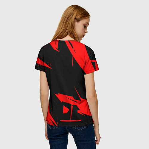 Женская футболка Кроссфит - красная абстракция / 3D-принт – фото 4