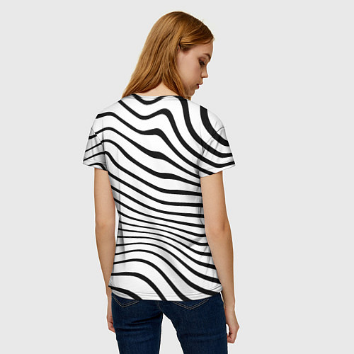 Женская футболка Волновой линейный растр - зебра / 3D-принт – фото 4