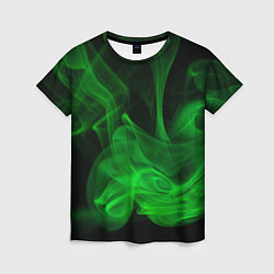 Футболка женская Зелёный абстрактный дым, цвет: 3D-принт
