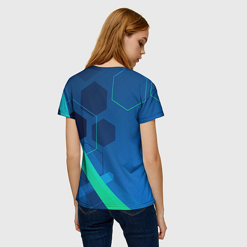 Женская футболка Ливерпуль Синяя абстракция / 3D-принт – фото 4