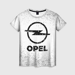 Женская футболка Opel с потертостями на светлом фоне