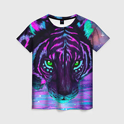 Женская футболка Светящийся неоновый тигр