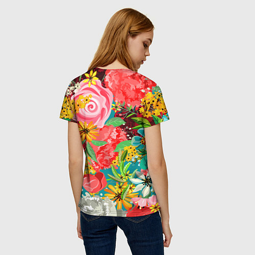 Женская футболка Multicolour of flowers / 3D-принт – фото 4