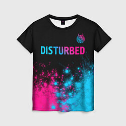 Женская футболка Disturbed - neon gradient: символ сверху