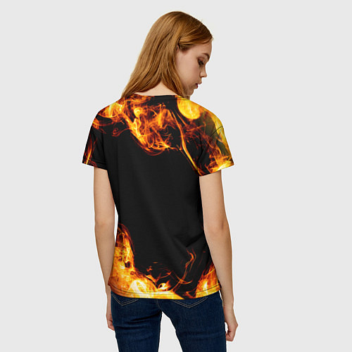 Женская футболка Metallica и пылающий огонь / 3D-принт – фото 4