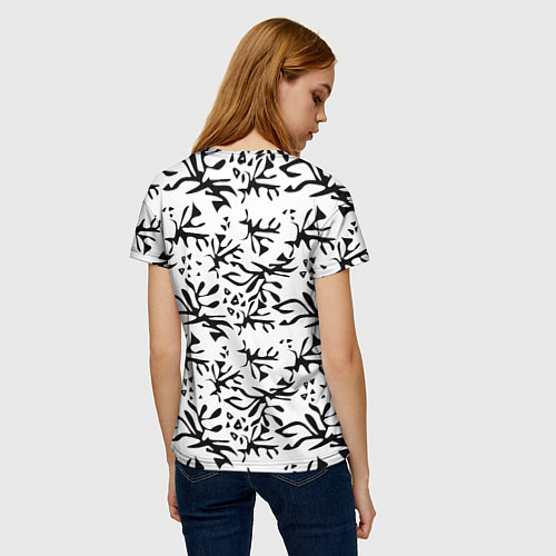 Женская футболка Черно белый абстрактный модный узор / 3D-принт – фото 4
