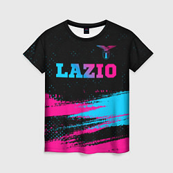 Женская футболка Lazio - neon gradient: символ сверху