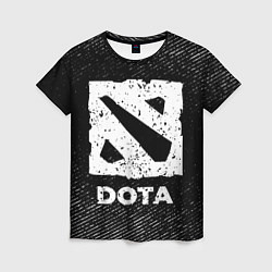 Женская футболка Dota с потертостями на темном фоне