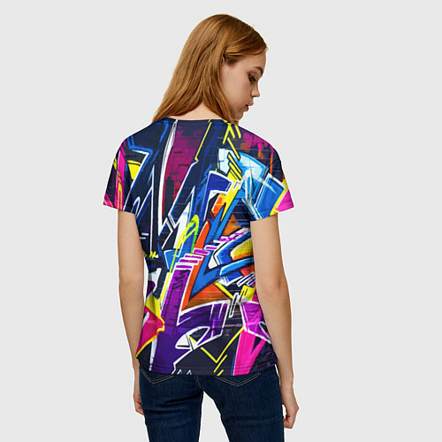 Женская футболка Крутое экспрессивное граффити / 3D-принт – фото 4