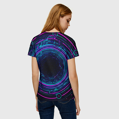 Женская футболка Неоновый тоннель - портал / 3D-принт – фото 4
