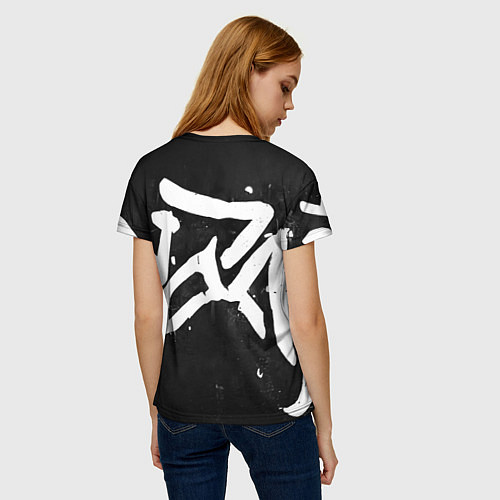 Женская футболка Иероглифы в стиле граффити / 3D-принт – фото 4
