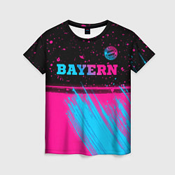 Женская футболка Bayern - neon gradient: символ сверху