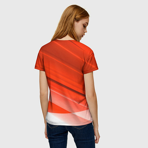 Женская футболка Хонда - Красно-белая абстракция / 3D-принт – фото 4